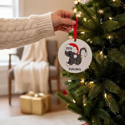 Cat Christmas Ornament - Personalized Christmas Ornament for Cat - Orange Tabby Cat Joyful Moose