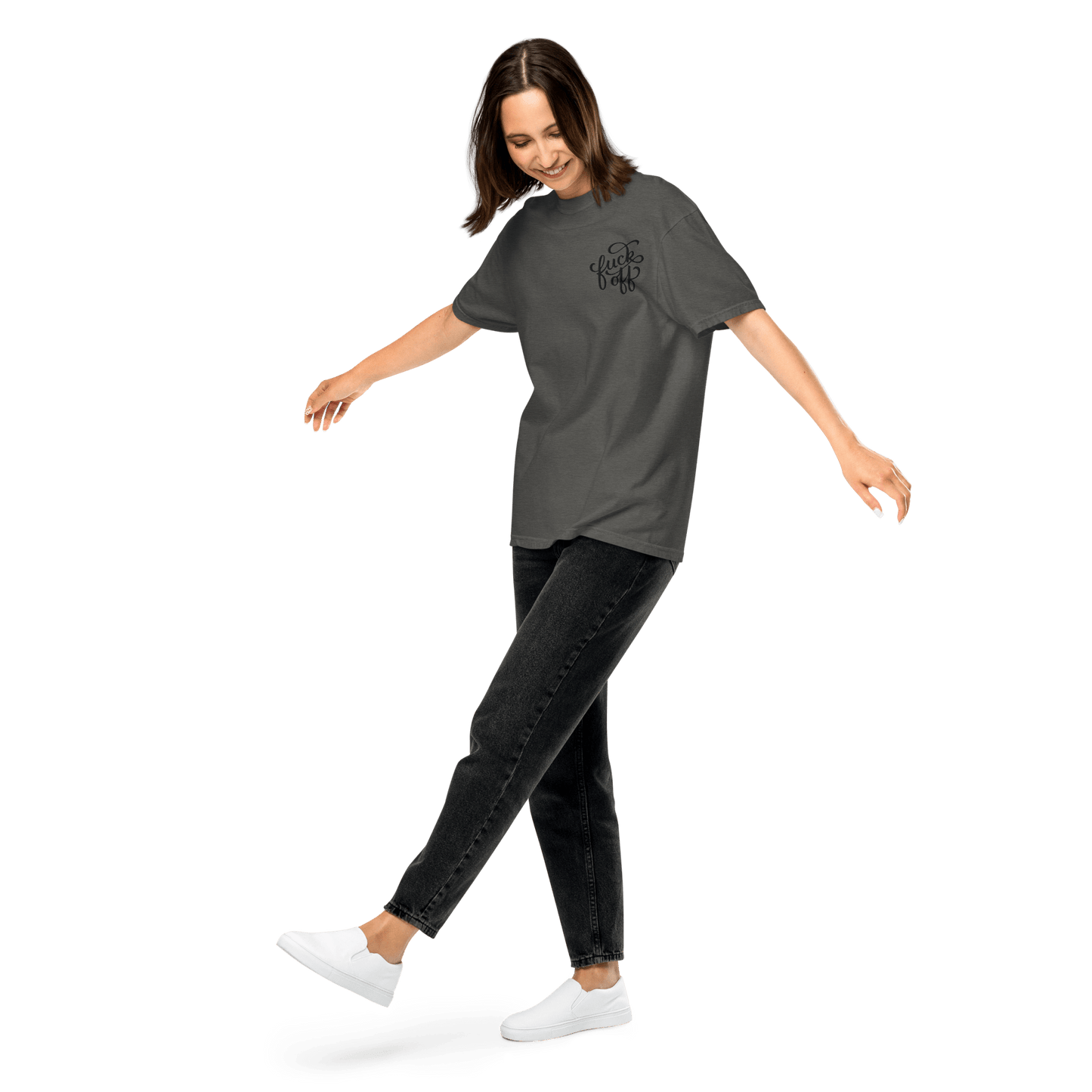 Fuck Off Embroidered Comfy Tee Goth Cloth Co.