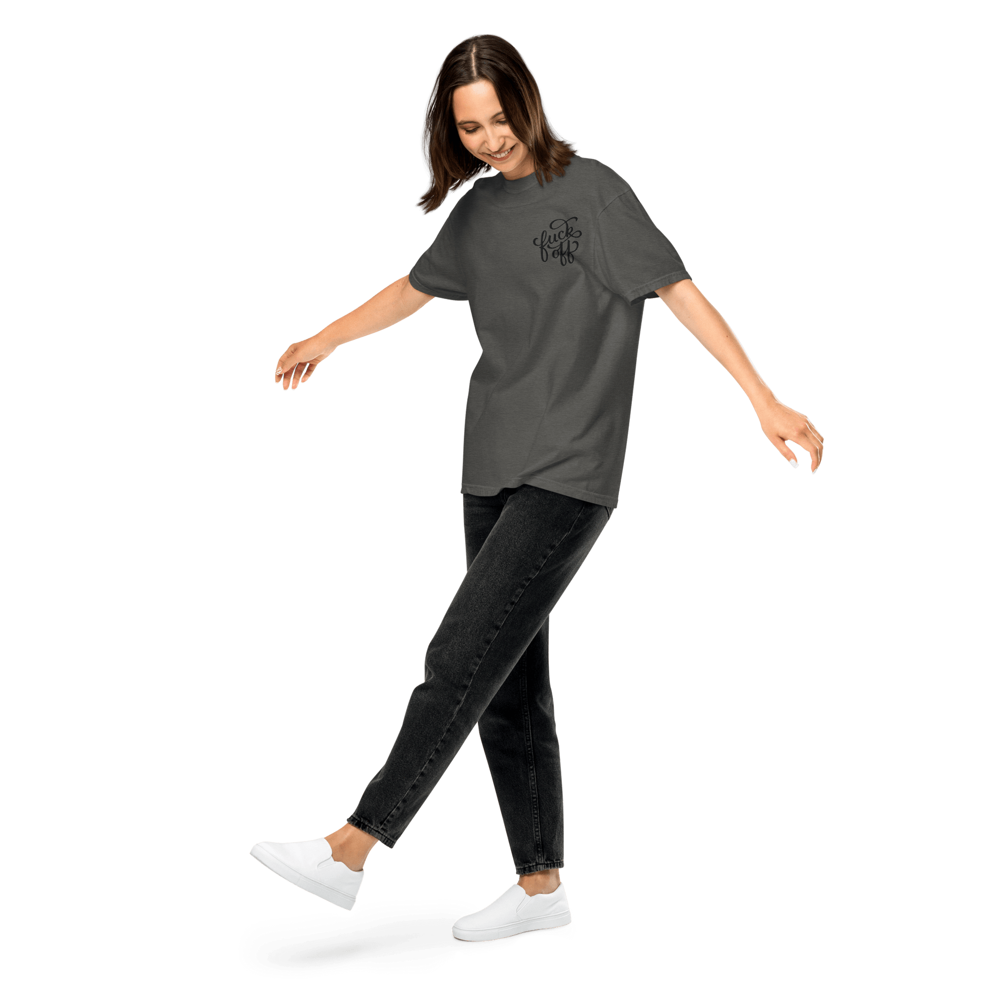 Fuck Off Embroidered Comfy Tee Goth Cloth Co.