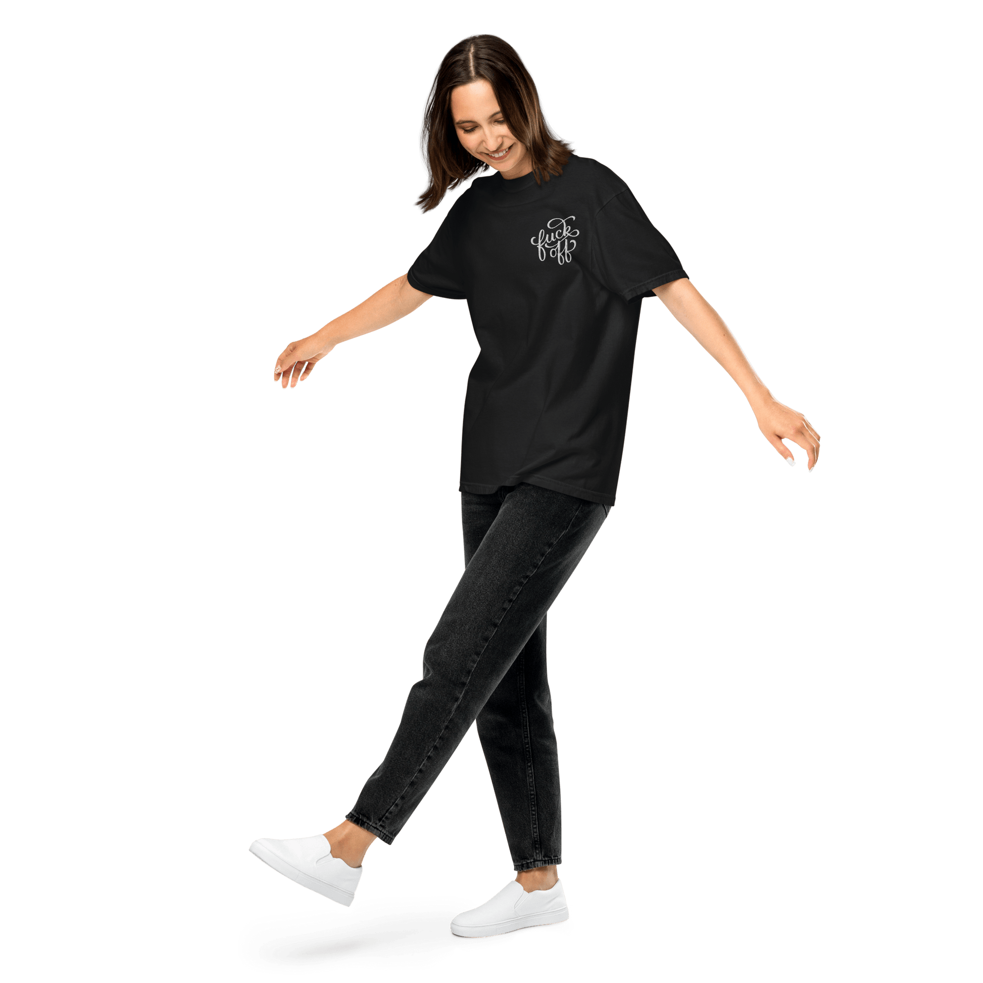 Fuck Off Embroidered Comfy Tee Goth Cloth Co.