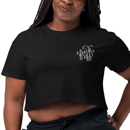 Fuck Off Embroidered Crop Top Goth Cloth Co.