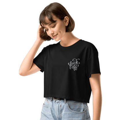 Fuck Off Embroidered Crop Top Goth Cloth Co.