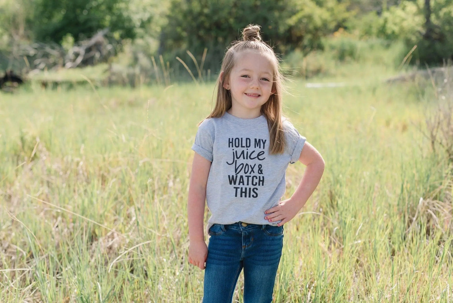 Funny Toddler Tshirt, Hold my juice box and watch this Kids shirt Joyful Moose