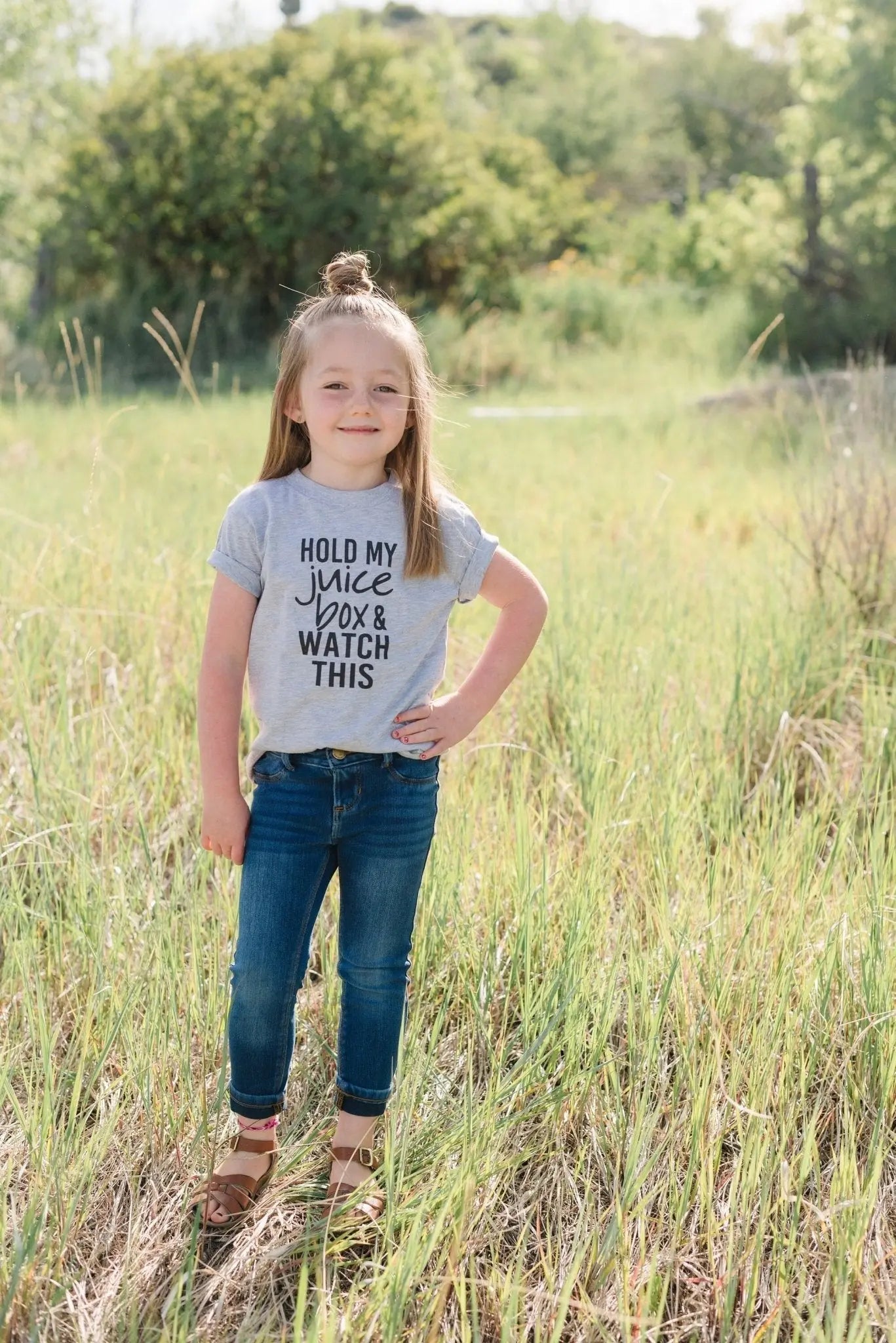 Funny Toddler Tshirt, Hold my juice box and watch this Kids shirt Joyful Moose