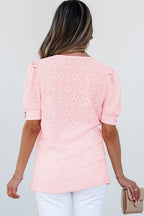 Scarlet Flower Textured Short Sleeve Top Thread & Co. Boutique, LLC