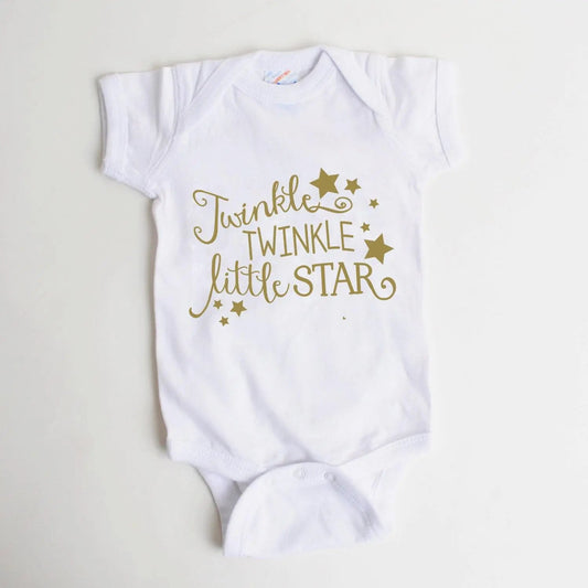 Gold Baby Bodysuit - Newborn Baby Gift - Twinkle Twinkle Little Star Joyful Moose