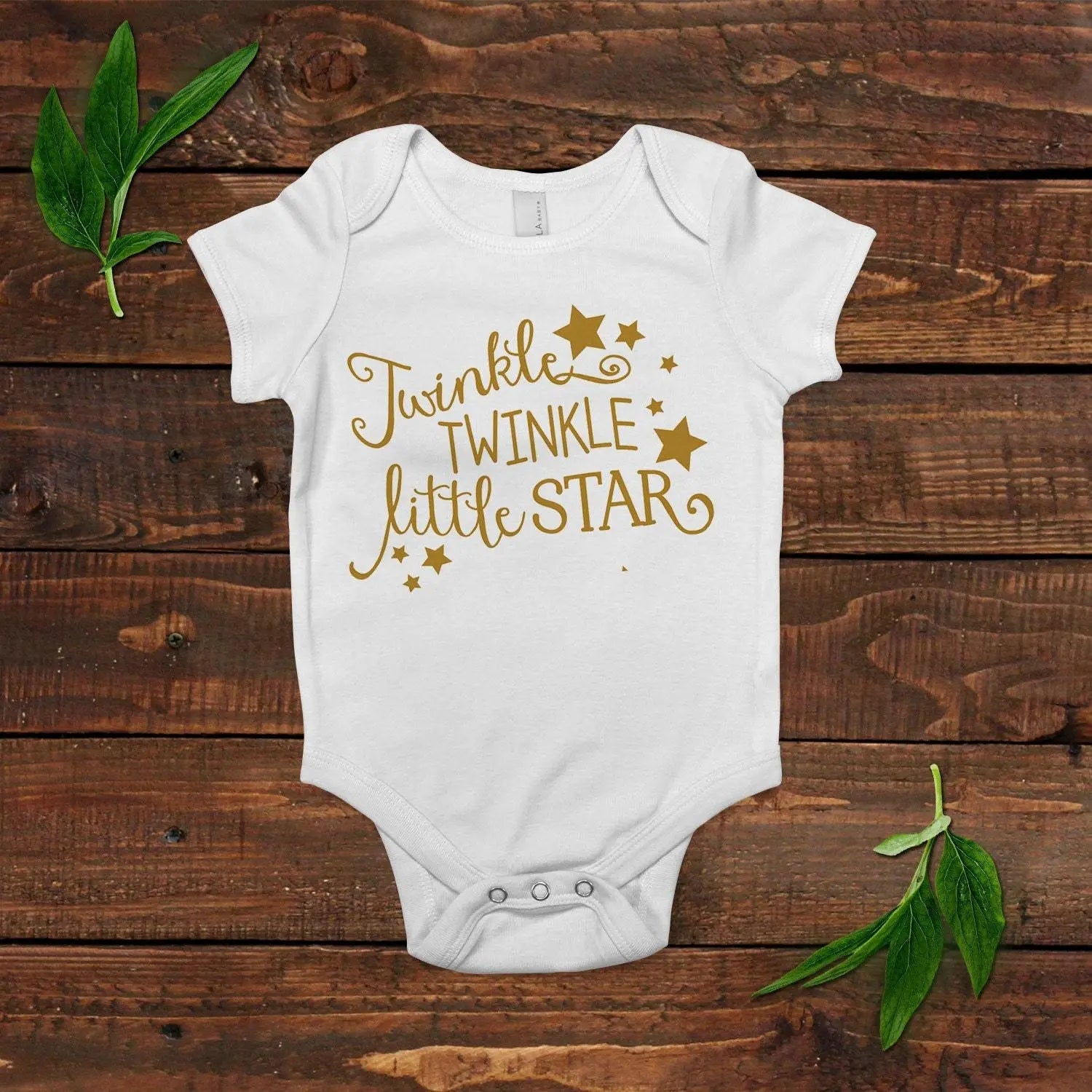 Gold Baby Bodysuit - Newborn Baby Gift - Twinkle Twinkle Little Star Joyful Moose