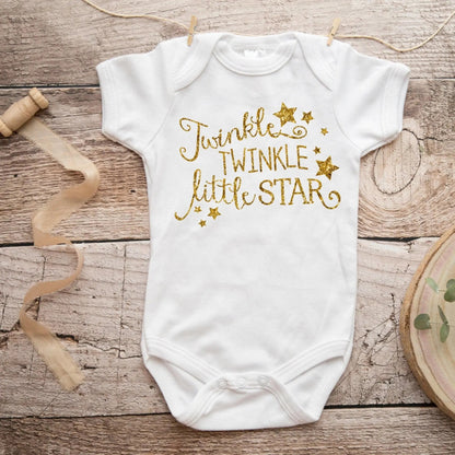 Gold Baby Bodysuit - Newborn Baby Gift - Twinkle Twinkle Little Star Joyful Moose