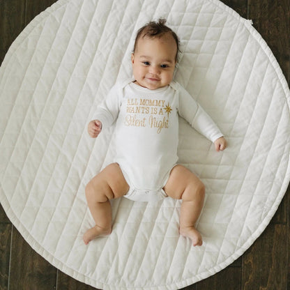Gold Christmas Baby Tshirt - Newborn Baby Gift - Silent Night Gold Baby Outfit Joyful Moose