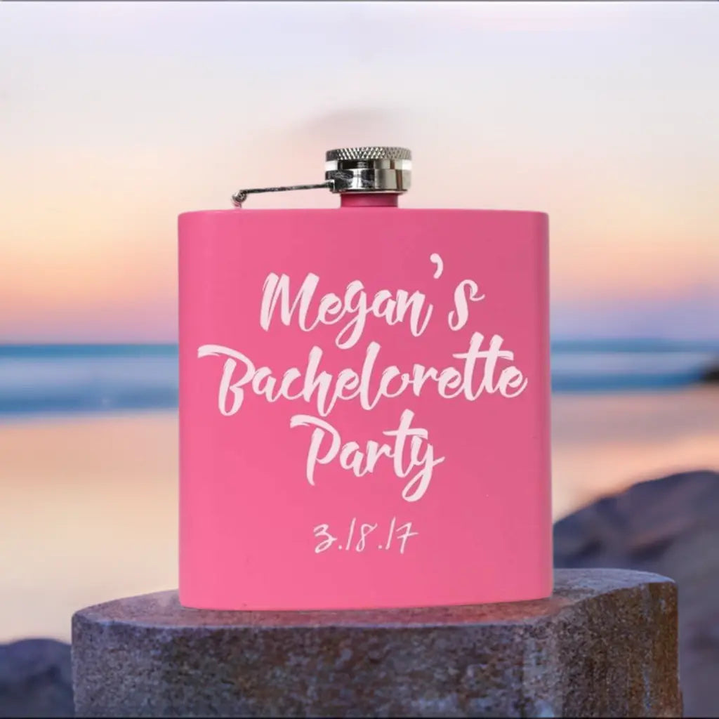 Bachelorette Party Pink Flask - Personalized bachelorette party favors Custom gifts supplies Joyful Moose