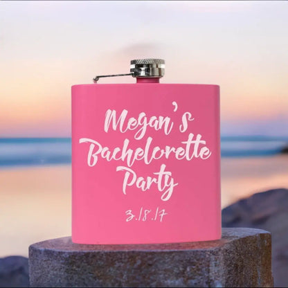 Bachelorette Party Pink Flask - Personalized bachelorette party favors Custom gifts supplies Joyful Moose