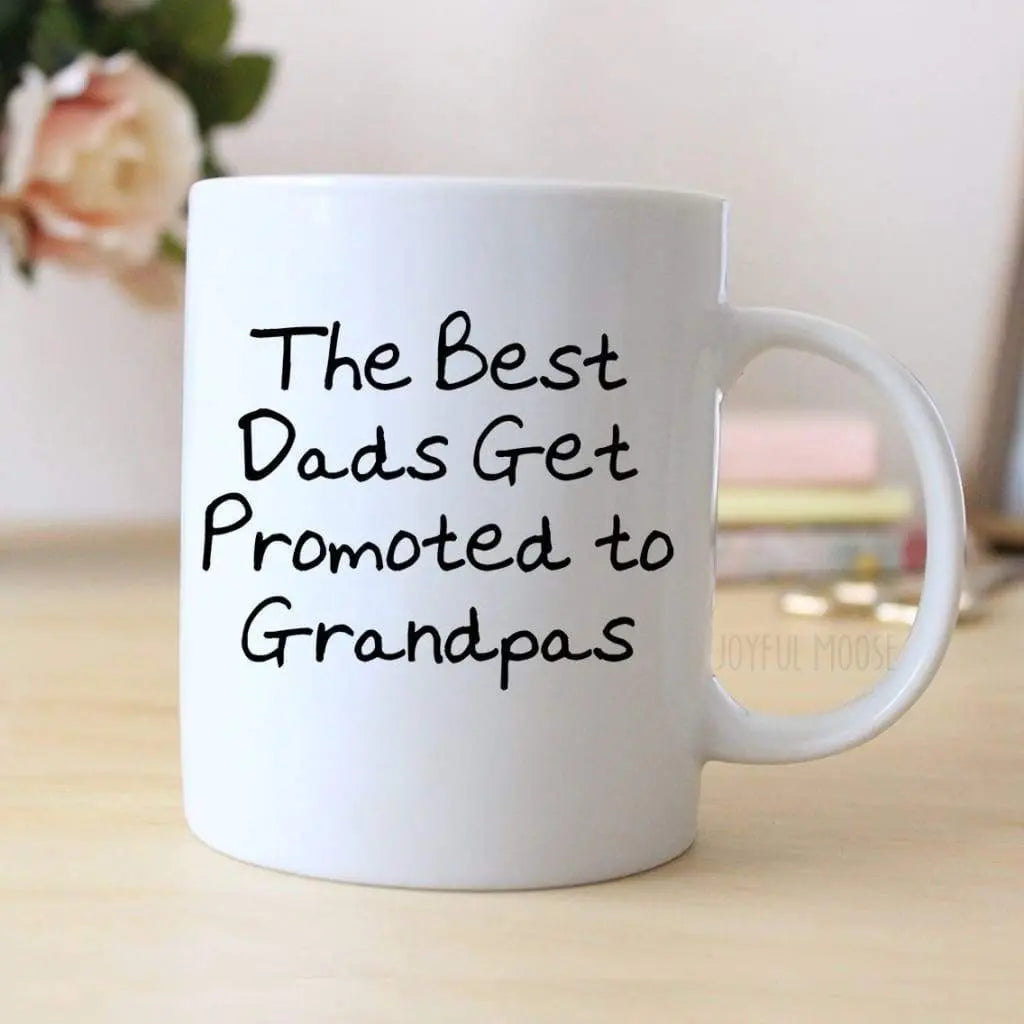Promoted to Grandpa Coffee Mug - Unique Gift for Expecting Grandfathers - Pregnancy Announcement Idea Joyful Moose