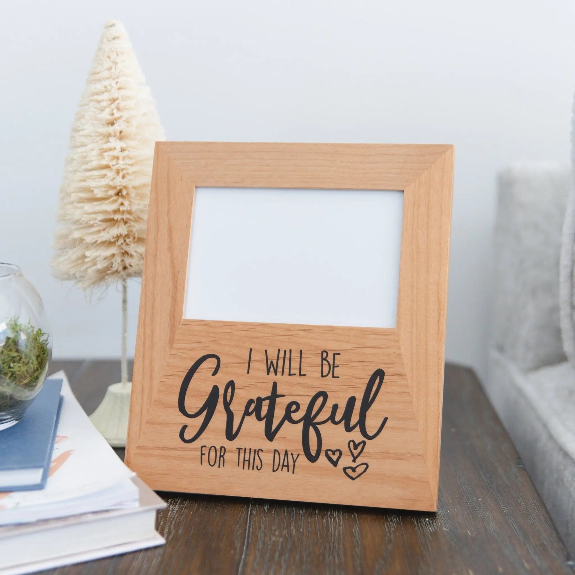 Grateful wood photo frame, 4x6 Photo Frame for Desk, Office Decor Gift for Her, coworker gift, special occasion memento Joyful Moose