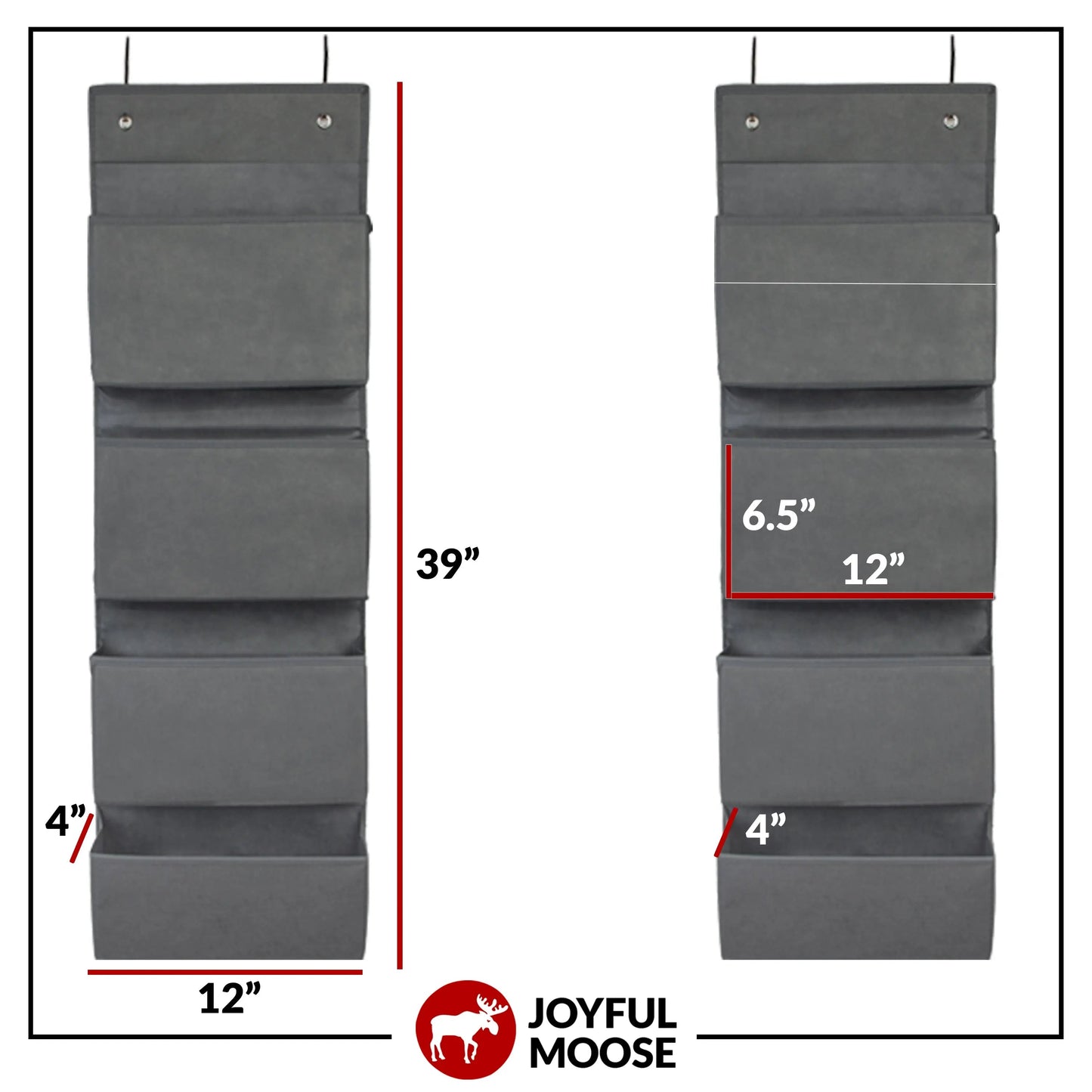 Over the Door Hanging Organizer Closet Storage Bins Grey Joyful Moose
