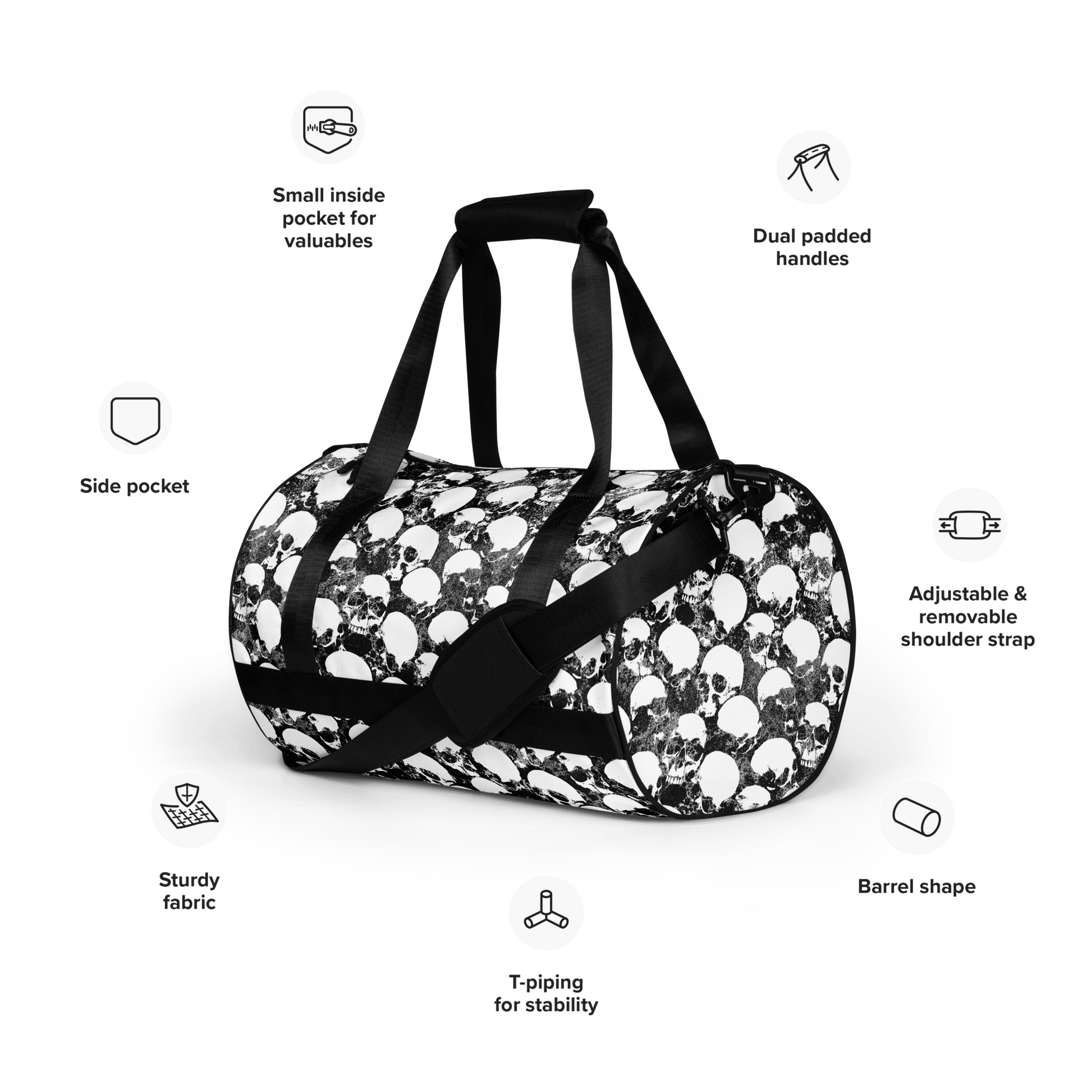 Grunge Skull Gym Bag Goth Cloth Co.