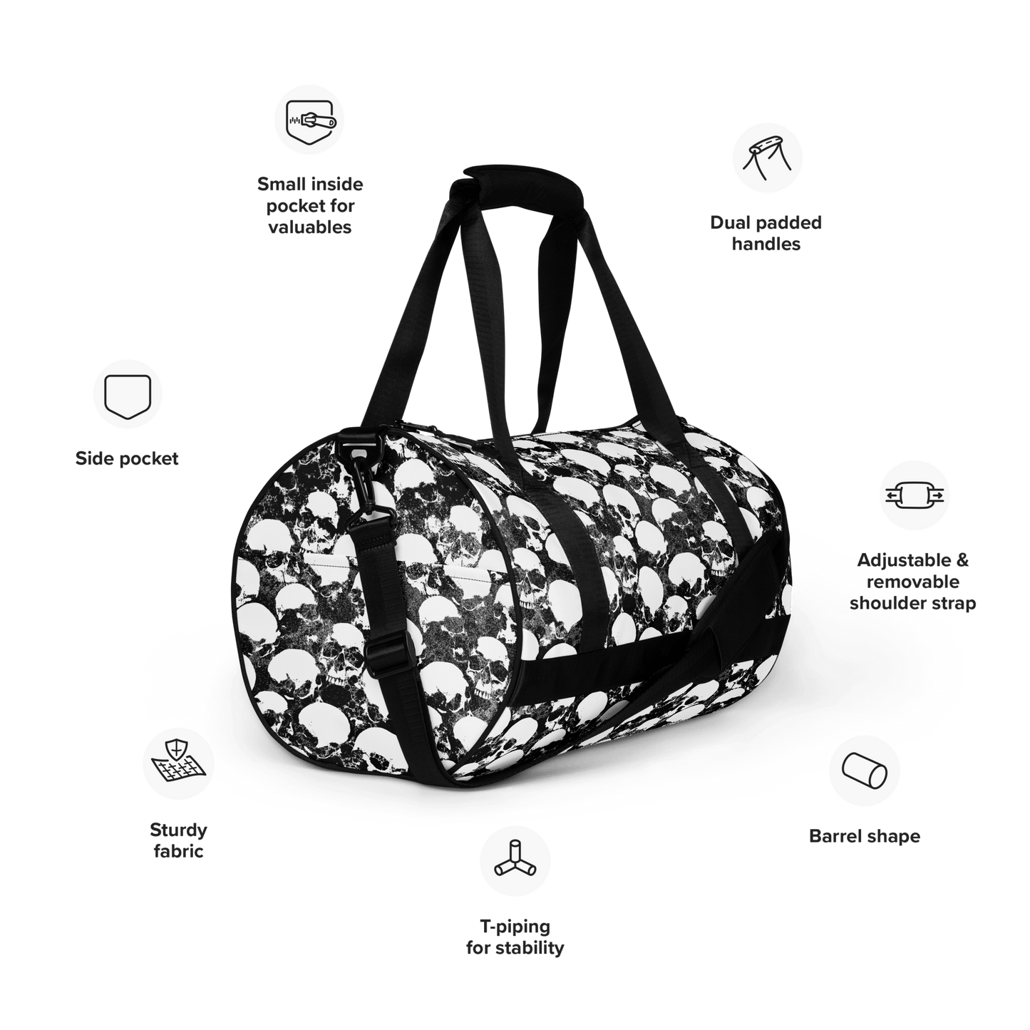 Grunge Skull Gym Bag Goth Cloth Co.