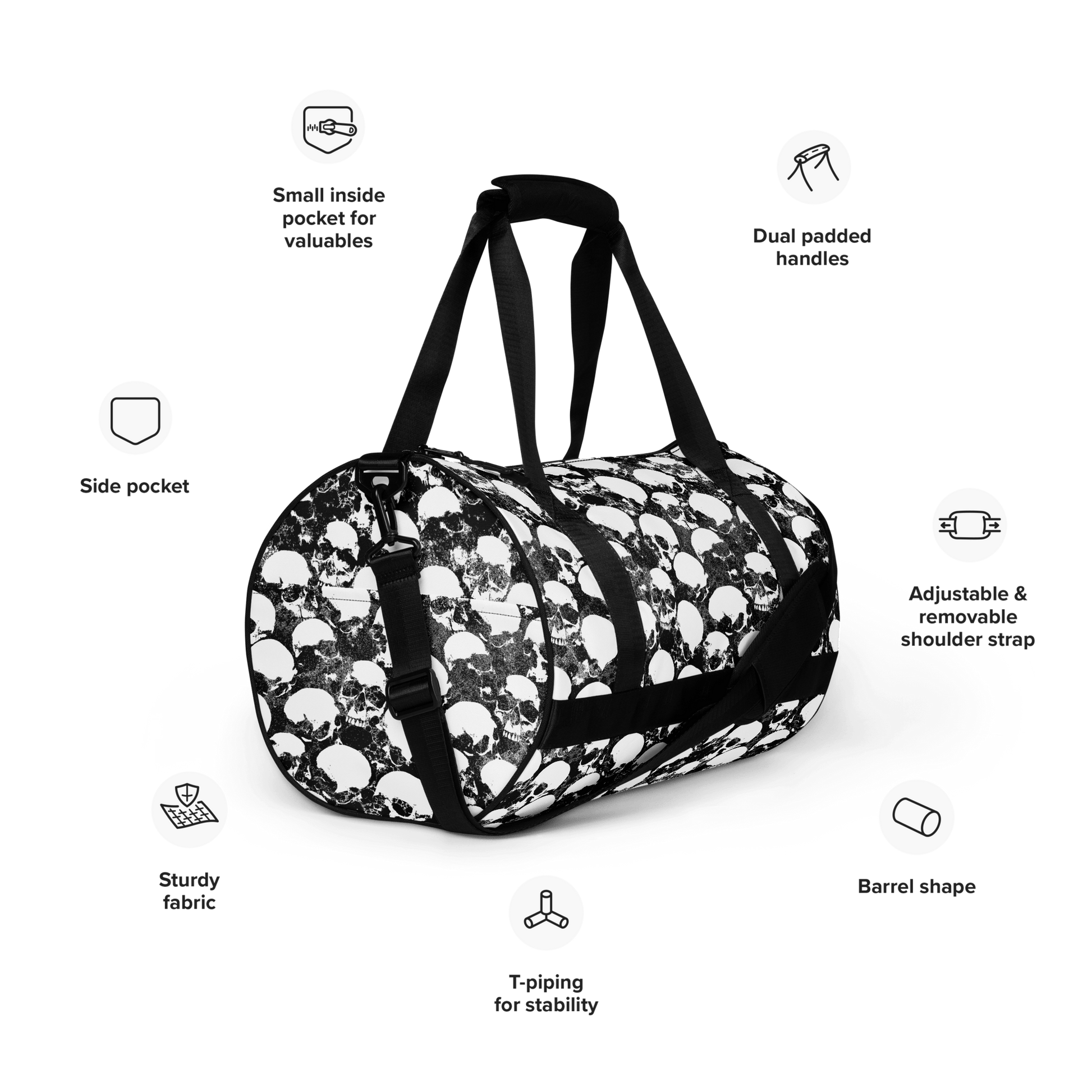 Grunge Skull Gym Bag Goth Cloth Co.