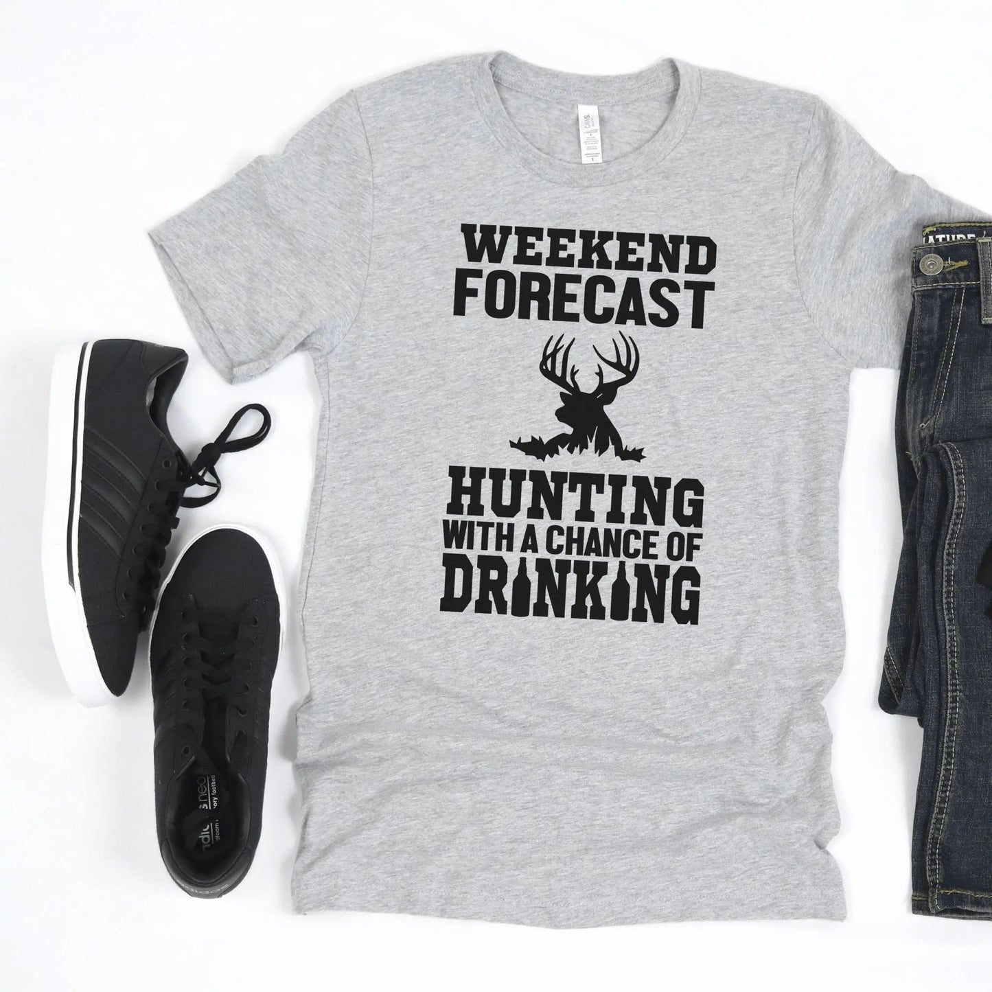 Hunting Gift for Men - Hunting with a chance of Drinking T-shirt - Funny Mens Shirt Joyful Moose