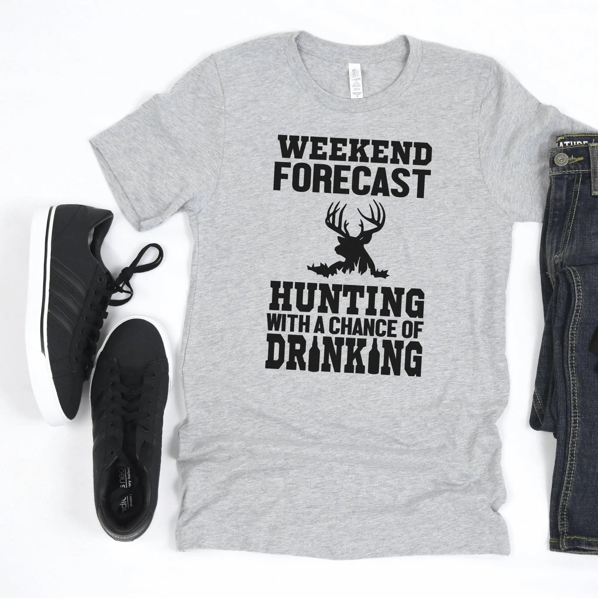 Hunting Gift for Men - Hunting with a chance of Drinking T-shirt - Funny Mens Shirt Joyful Moose