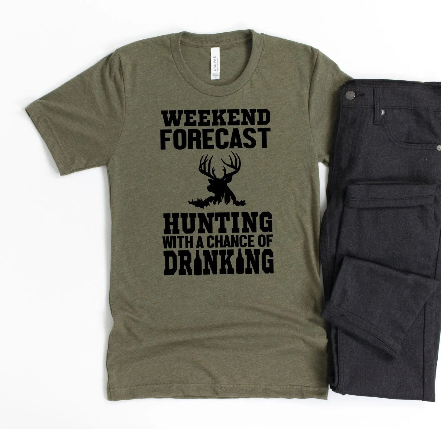 Hunting Gift for Men - Hunting with a chance of Drinking T-shirt - Funny Mens Shirt Joyful Moose