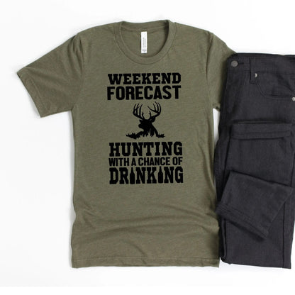 Hunting Gift for Men - Hunting with a chance of Drinking T-shirt - Funny Mens Shirt Joyful Moose