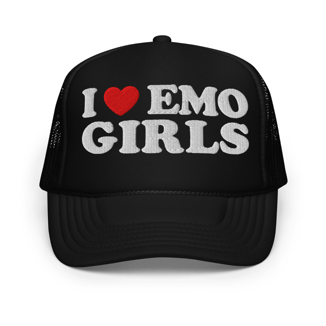 I Heart Emo Girls Foam Embroidered Trucker Hat Goth Cloth Co.