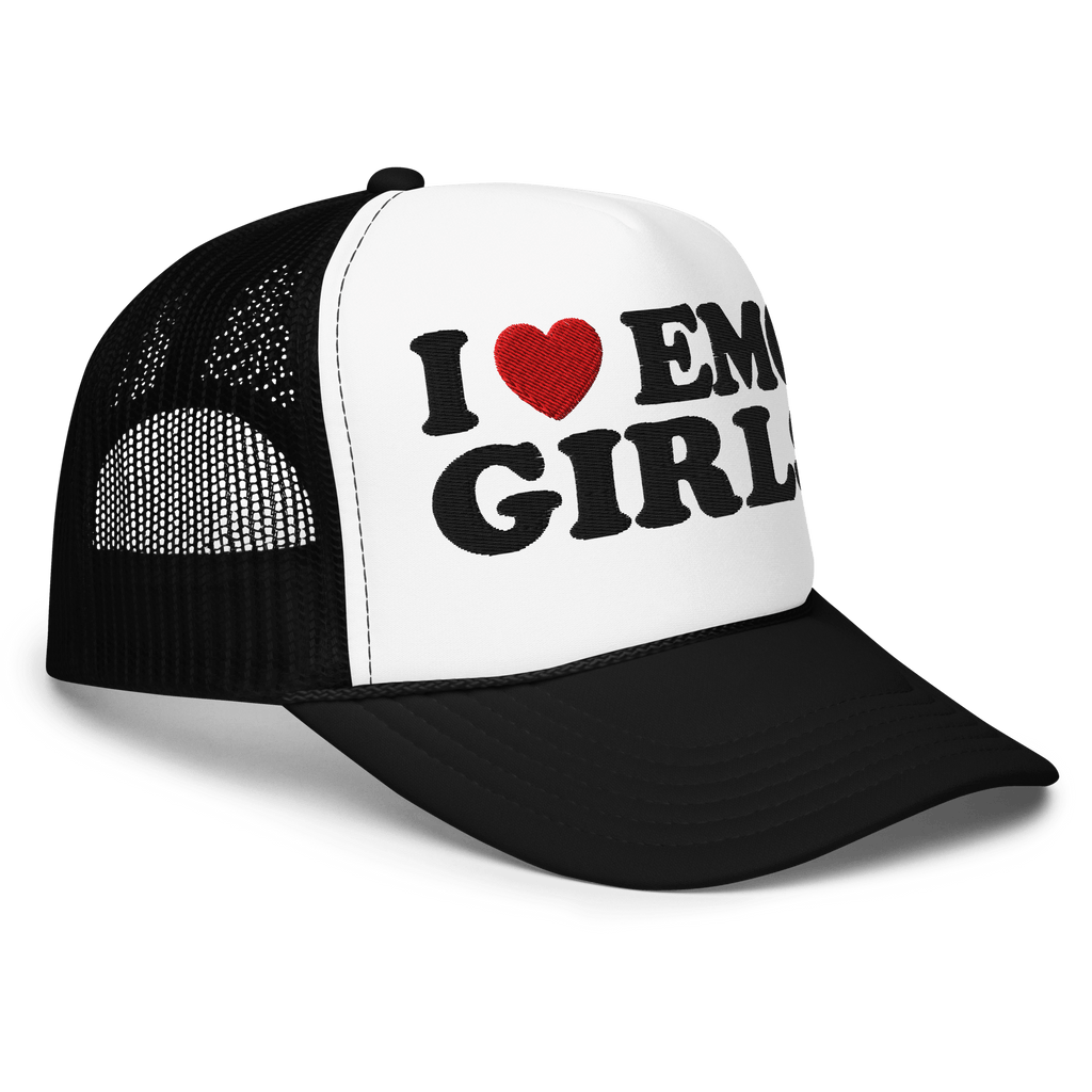I Heart Emo Girls Foam Embroidered Trucker Hat Goth Cloth Co.
