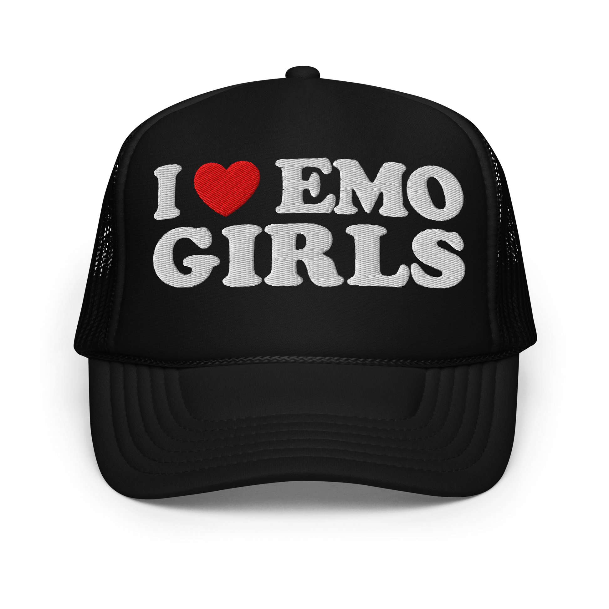 I Heart Emo Girls Foam Embroidered Trucker Hat Goth Cloth Co.