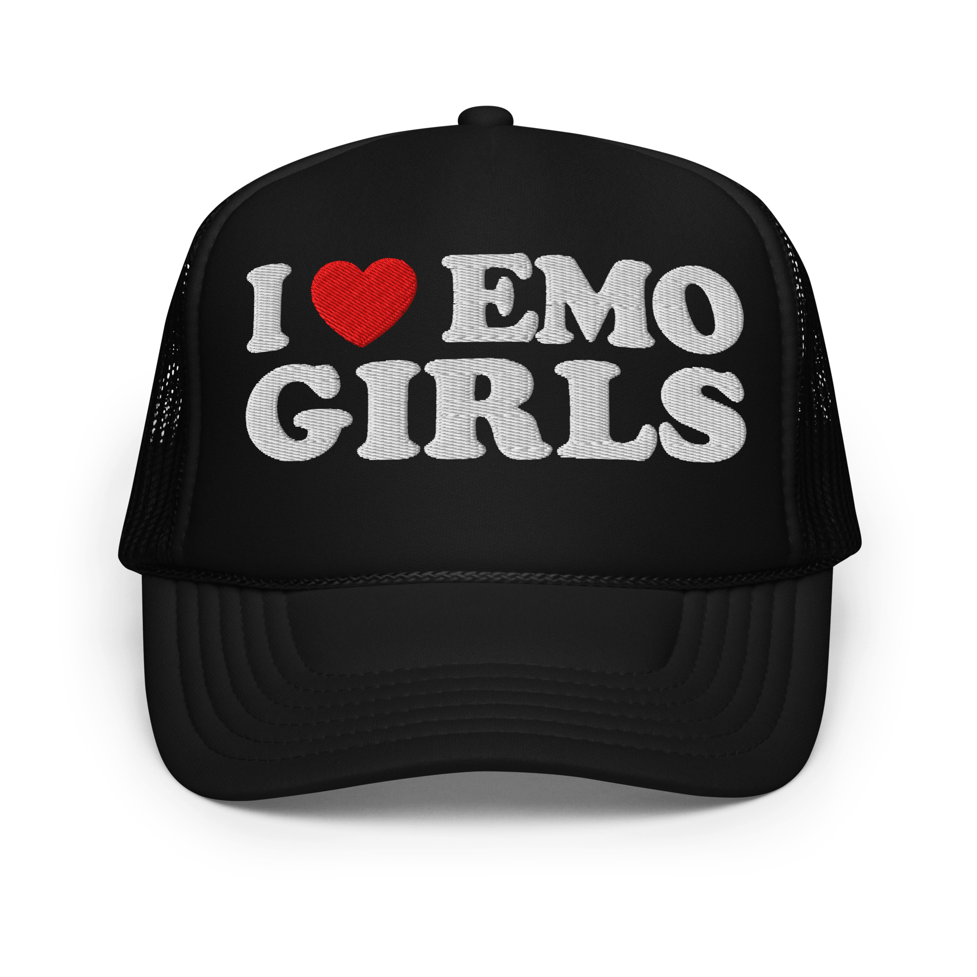 I Heart Emo Girls Foam Embroidered Trucker Hat Goth Cloth Co.
