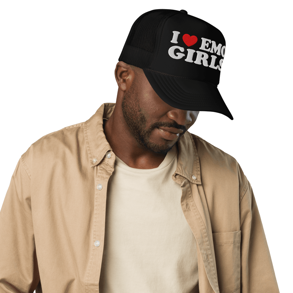 I Heart Emo Girls Foam Embroidered Trucker Hat Goth Cloth Co.