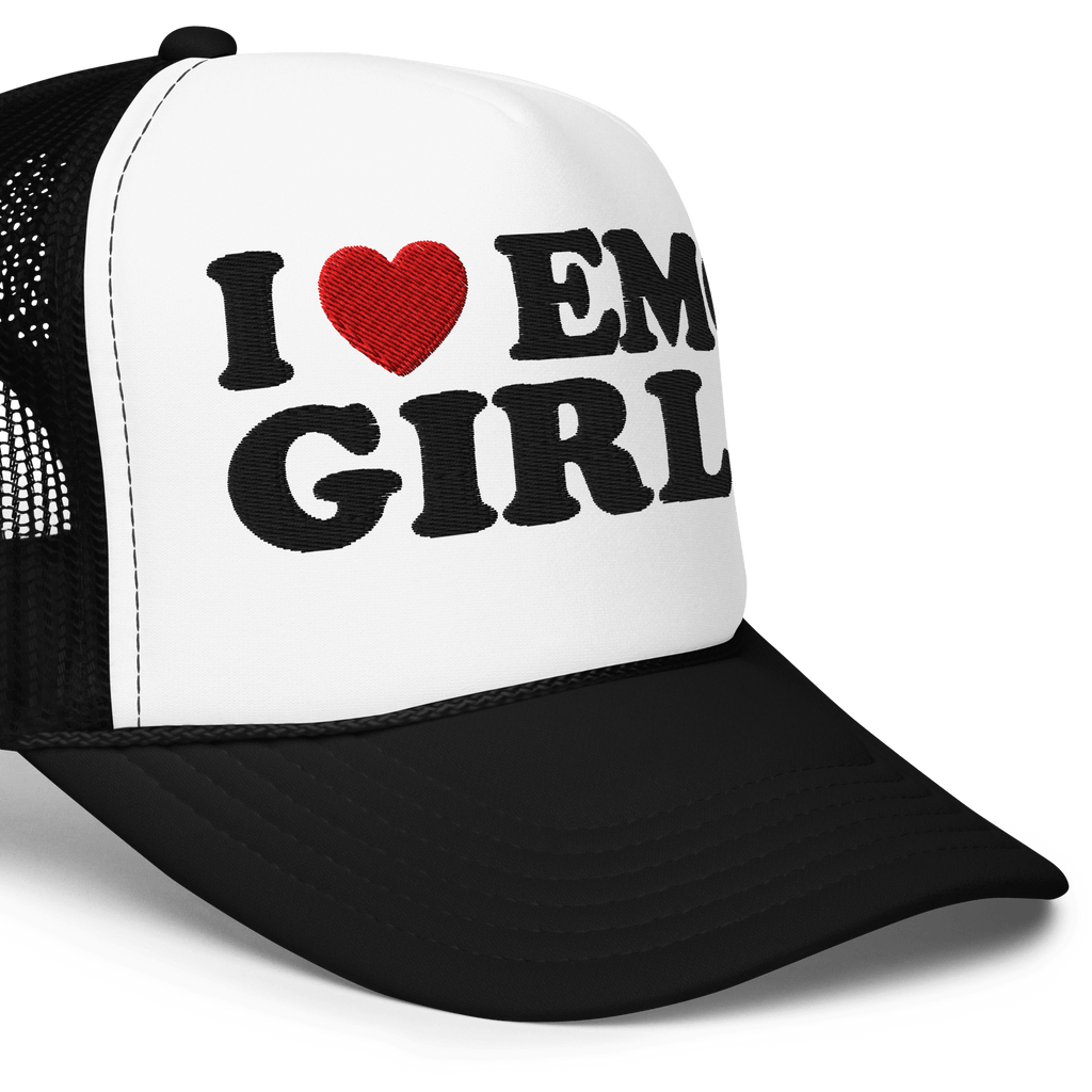 I Heart Emo Girls Foam Embroidered Trucker Hat Goth Cloth Co.