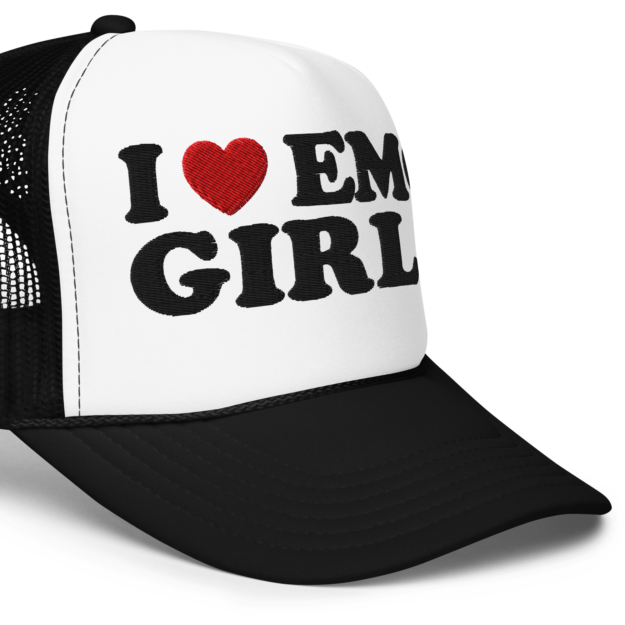 I Heart Emo Girls Foam Embroidered Trucker Hat Goth Cloth Co.