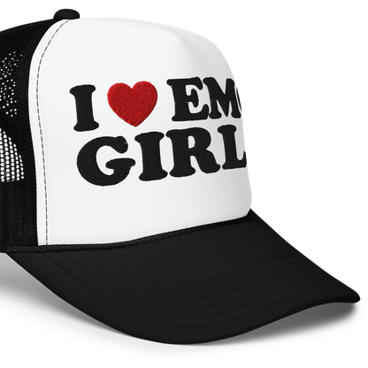 I Heart Emo Girls Foam Embroidered Trucker Hat Goth Cloth Co.