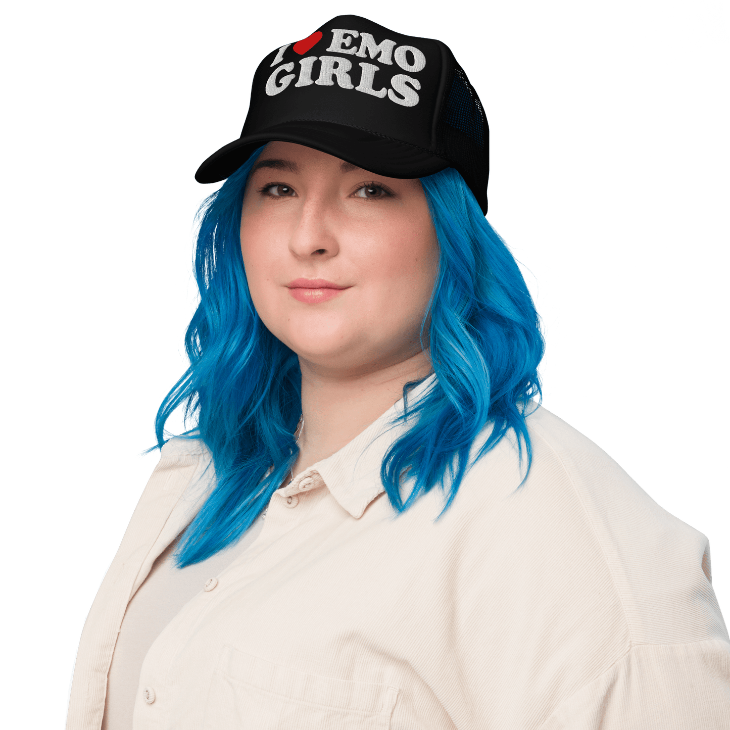 I Heart Emo Girls Foam Embroidered Trucker Hat Goth Cloth Co.