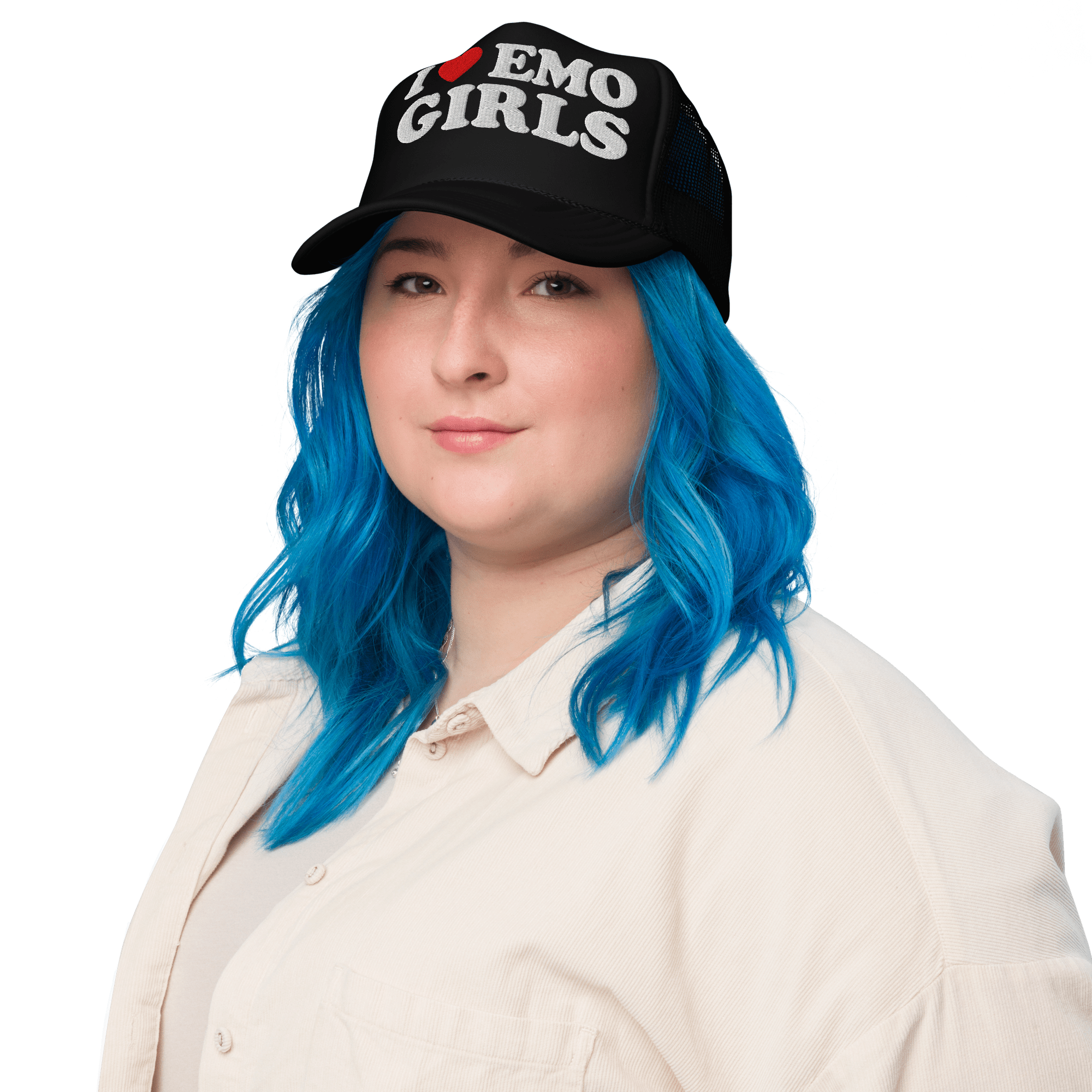 I Heart Emo Girls Foam Embroidered Trucker Hat Goth Cloth Co.