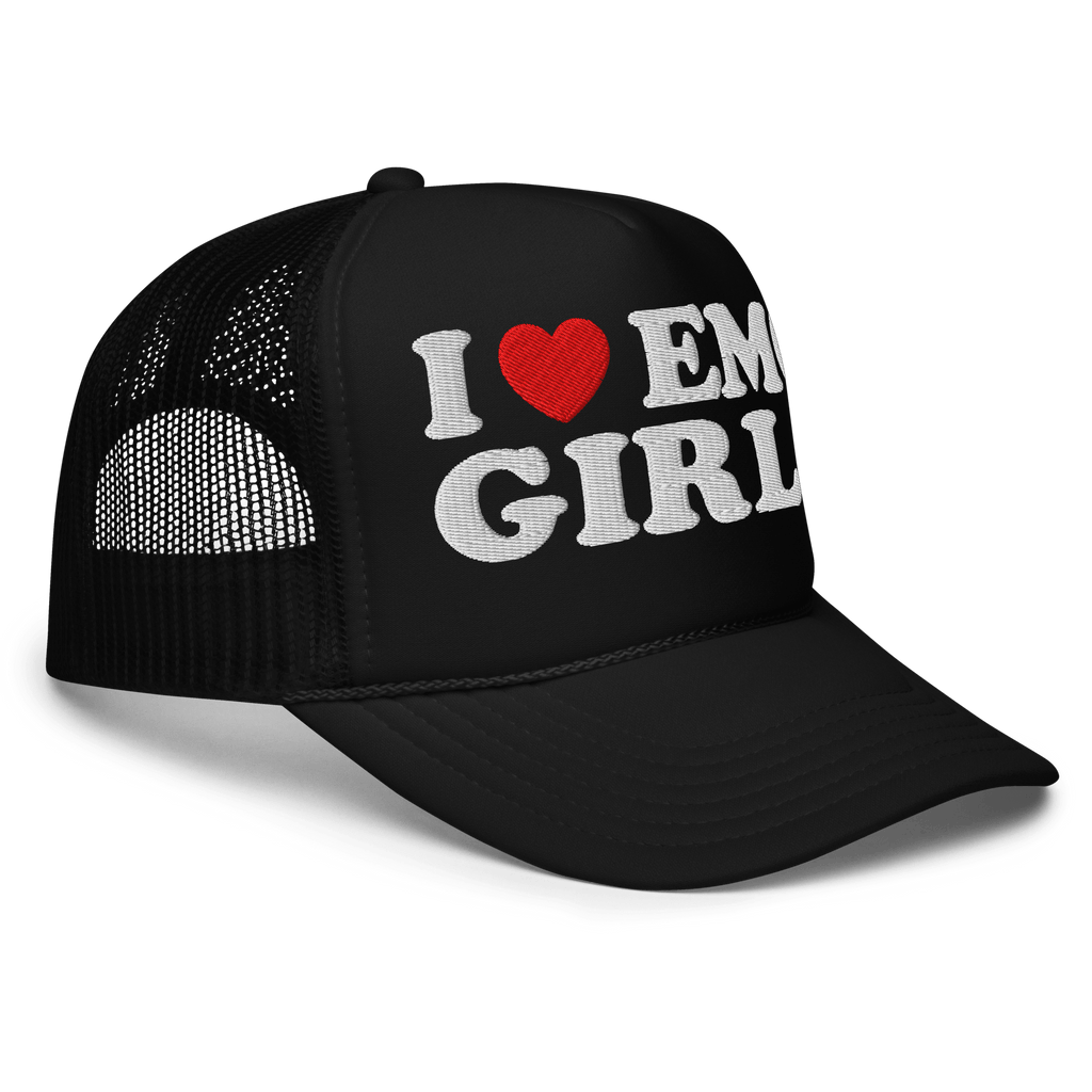 I Heart Emo Girls Foam Embroidered Trucker Hat Goth Cloth Co.