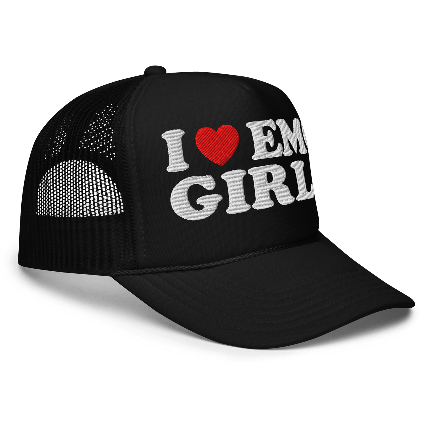 I Heart Emo Girls Foam Embroidered Trucker Hat Goth Cloth Co.