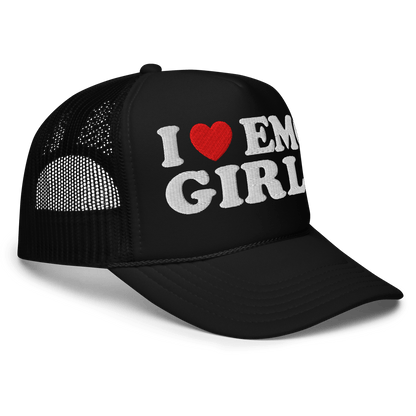 I Heart Emo Girls Foam Embroidered Trucker Hat Goth Cloth Co.
