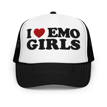 I Heart Emo Girls Foam Embroidered Trucker Hat Goth Cloth Co.