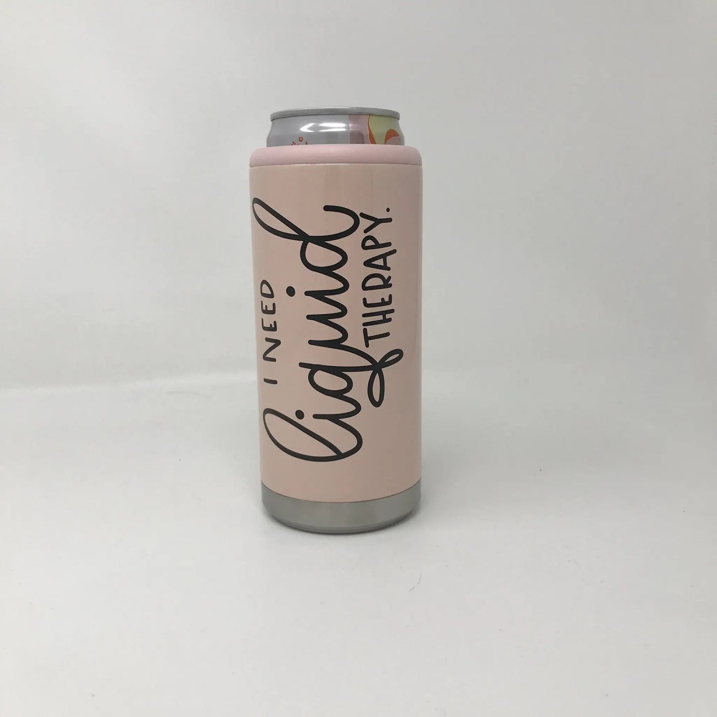 I Need Liquid Therapy Skinny Can Holder, Glitter Skinny Can Holder, skinny can cooler, funny slim can cooler Joyful Moose