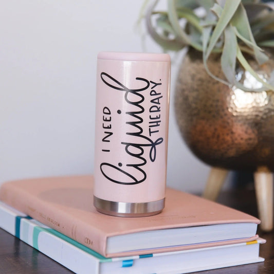 I Need Liquid Therapy Skinny Can Holder, Glitter Skinny Can Holder, skinny can cooler, funny slim can cooler Joyful Moose