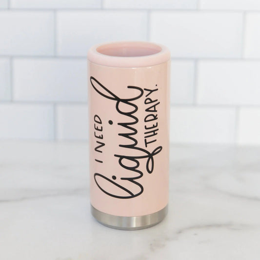 I Need Liquid Therapy Skinny Can Holder, Glitter Skinny Can Holder, skinny can cooler, funny slim can cooler Joyful Moose
