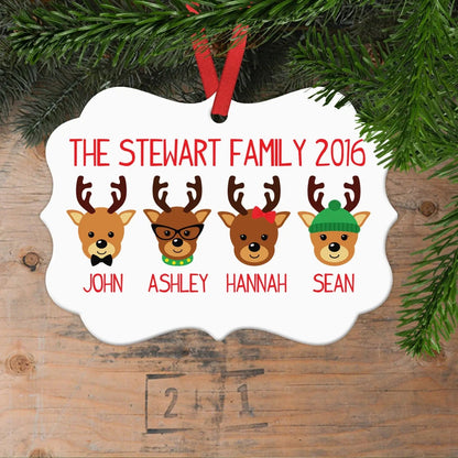 Christmas Ornament Reindeer - Custom Family of 4 Gift Idea under 15 - Black Friday Shopping Christmas Ornaments Joyful Moose