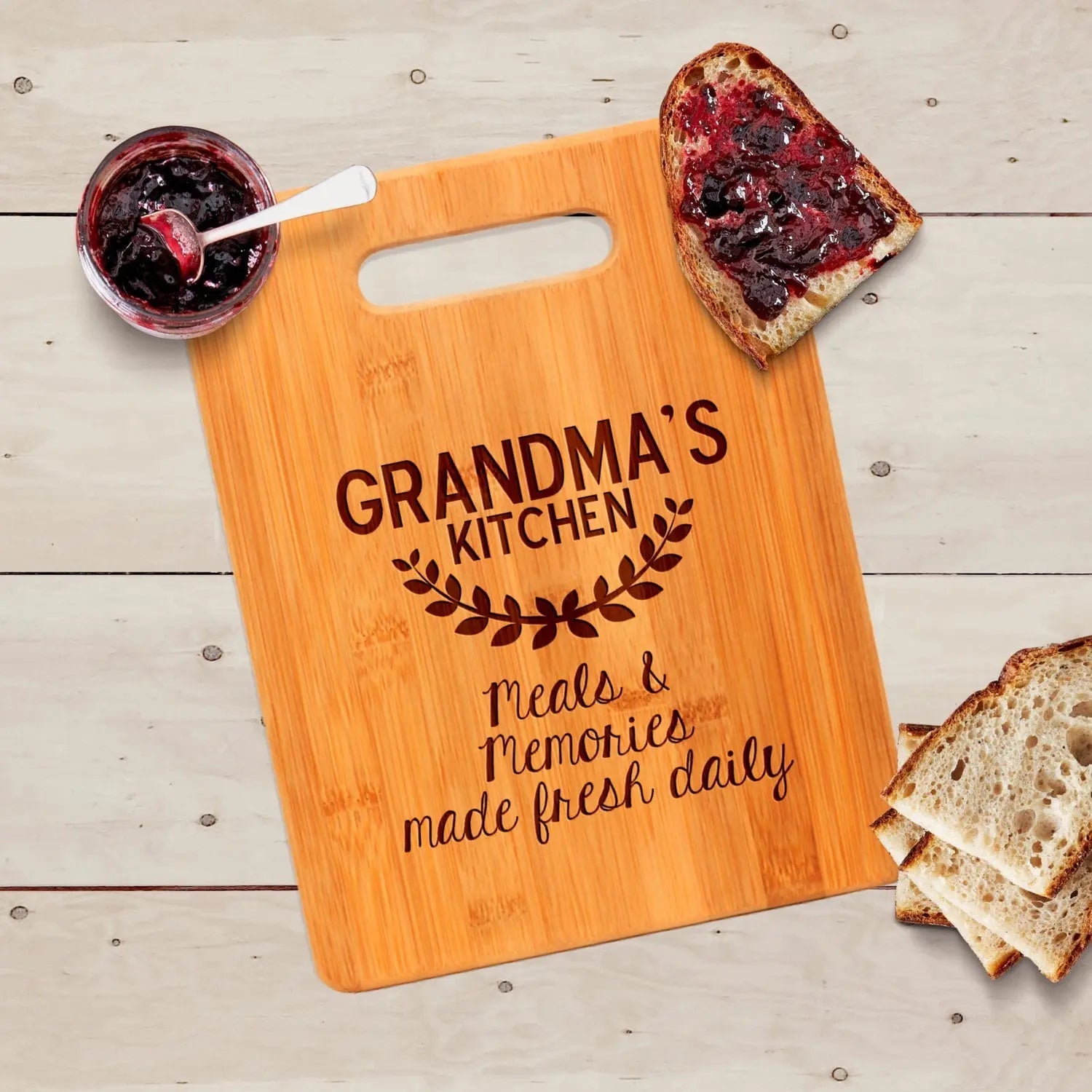 Grandma's Kitchen Cutting Board - Personalized Mother's Day Gift for Her, Mom, Nana, Grandmother Joyful Moose