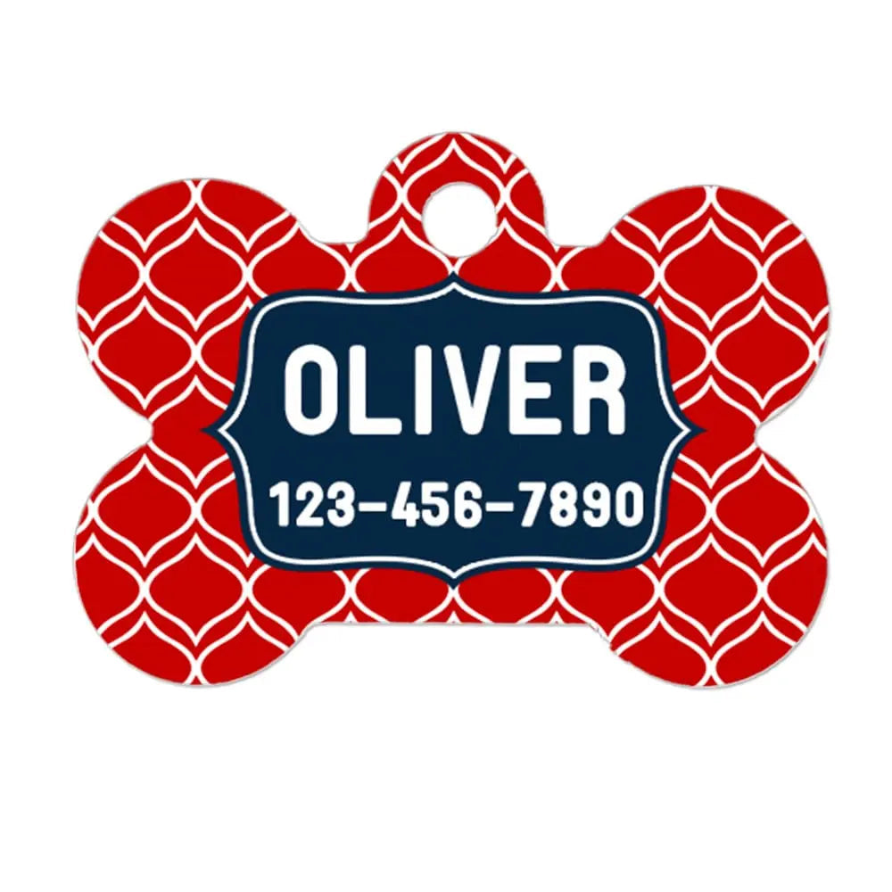 Personalized Pet ID Tag - Personalized Pet Tag - Custom Pet ID Tag - Red Navy Blue Dog Name Tag - Dog ID Tag - Dog Collar Name Tag Joyful Moose