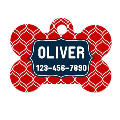 Personalized Pet ID Tag - Personalized Pet Tag - Custom Pet ID Tag - Red Navy Blue Dog Name Tag - Dog ID Tag - Dog Collar Name Tag Joyful Moose