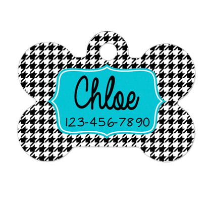 dog name tag - dog id tag -  Houndstooth personalized dog tag - Turquoise Dog Tag - dog name tags - custom dog tag Joyful Moose