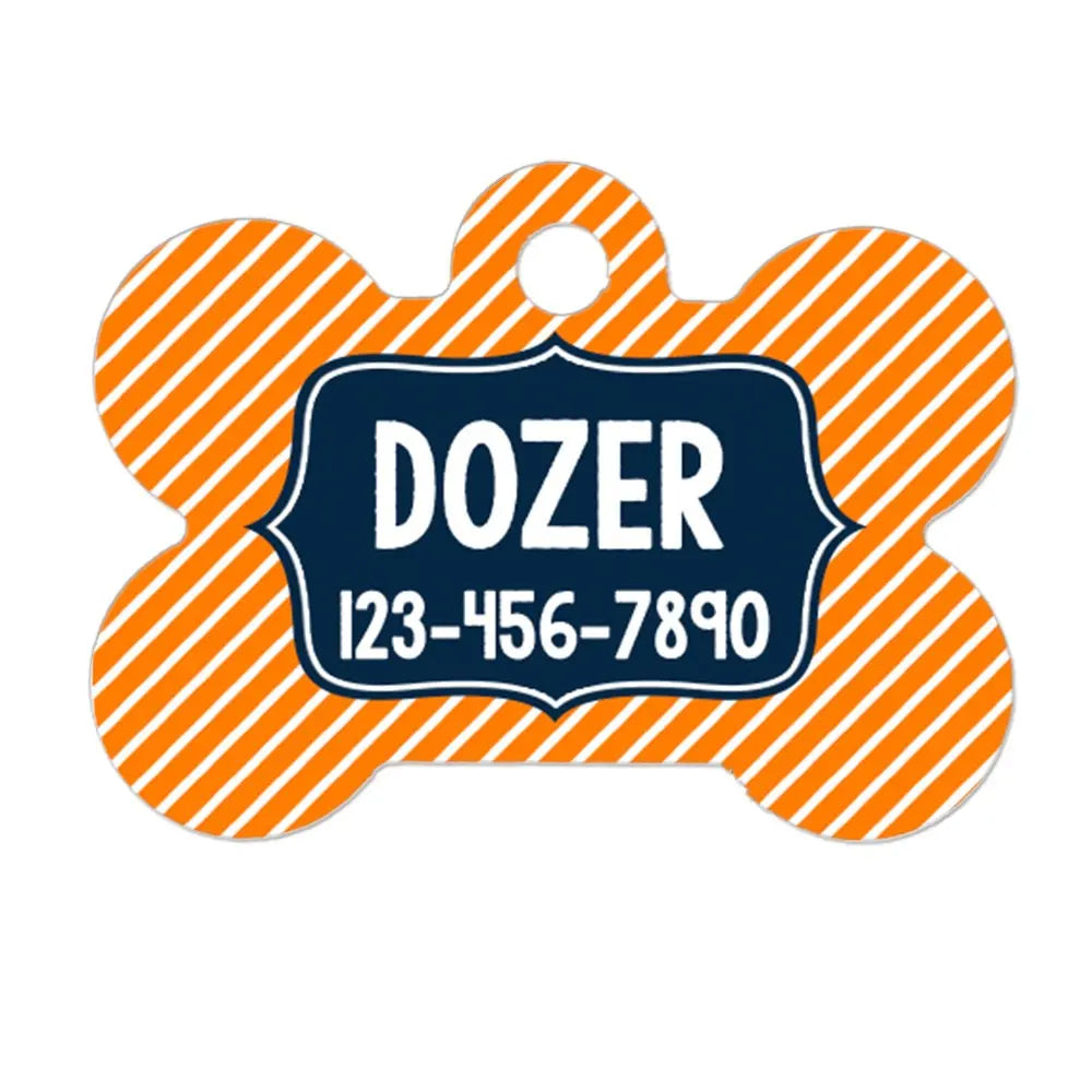 Personalized Dog Tag - Custom Dog Collar Bone Shaped Tag with Vibrant Print Joyful Moose