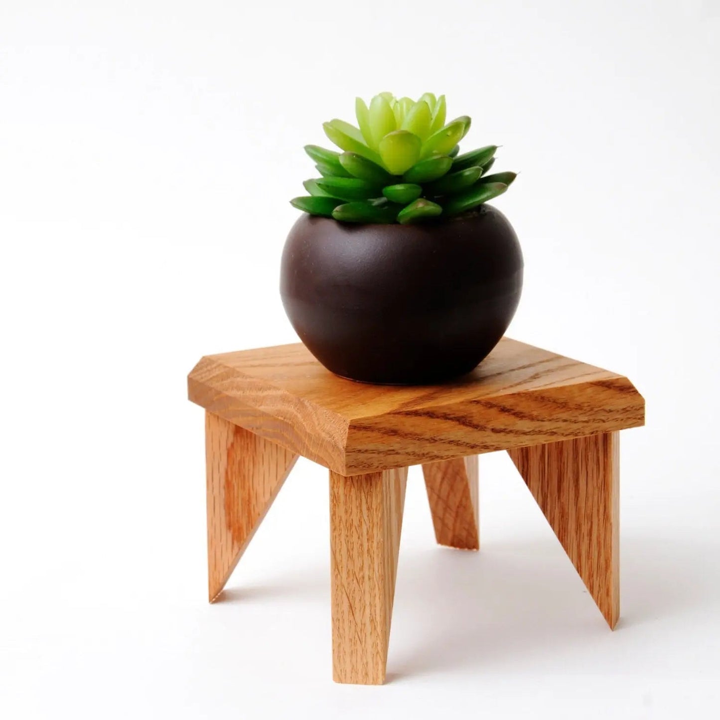 Geometric Plant Stand Oak Wood, Walnut Wood Display Stand Joyful Moose