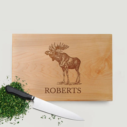 Moose Cutting Board Walnut or Maple Joyful Moose